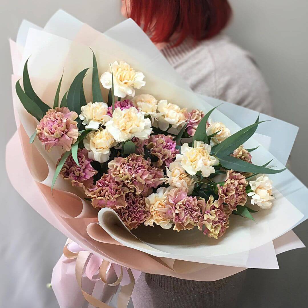 Букет Коралловый Лагурус сухоцвет люкс